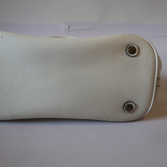 *NWD Womens J.Crew Borge Garveri White Pebbled Leather Tote Handbag - Picture 7 of 14